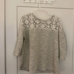 Lace and gray sweatshirt/sweater